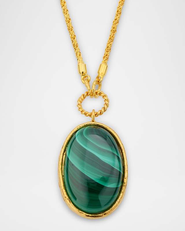Oval Malachite Pendant Necklace